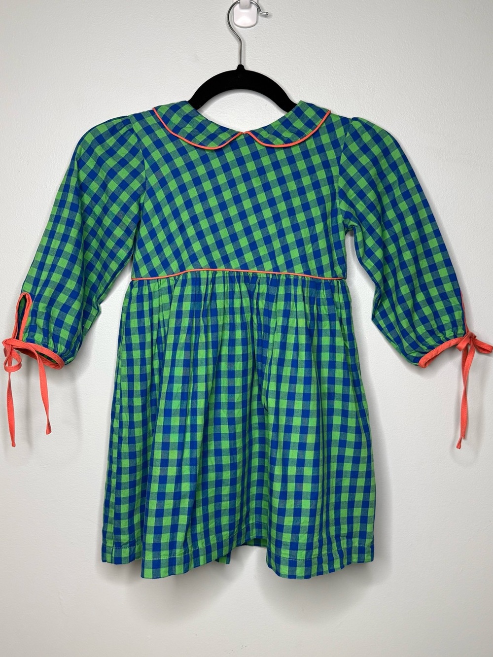 The Oaks Apparel Classic Green & Blue Gingham Girls Dress Peter Pan Collar Sz. 6